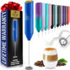 Picture of Zulay Kitchen Powerful Milk Frother Wand - Mini Milk Frother Handheld Stainless Steel - Battery Operated Drink Mixer for Coffee, Lattes, Cappuccino, Matcha - FrothMate Milk Frother Gift - Blue/Gold