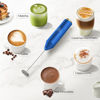 Picture of Zulay Kitchen Powerful Milk Frother Wand - Mini Milk Frother Handheld Stainless Steel - Battery Operated Drink Mixer for Coffee, Lattes, Cappuccino, Matcha - FrothMate Milk Frother Gift - Blue/Gold