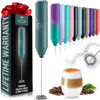 Picture of Zulay Kitchen Powerful Milk Frother Wand - Mini Milk Frother Handheld Stainless Steel - Battery Operated Drink Mixer for Coffee, Lattes, Cappuccino, Matcha - Froth Mate Milk Frother Gift - Dark Green