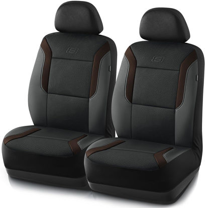Picture of Skechers Memory Foam™ Car Seat Covers, Air Cool Mesh Thick Seat Covers,Two Front Seat Covers, Airbag Compatible, Automotive Comfort & Protection for Most Cars,Van,Trucks, SUVs(Brown,Two Front)