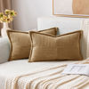 Picture of MIULEE Brown Corduroy Pillow Covers with Splicing Set of 2 Super Soft Boho Striped Pillow Covers Broadside Decorative Textured Throw Pillows for Couch Cushion Livingroom 12x20 Inch