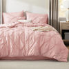 Picture of Bedsure King Size Comforter Set - Bedding Sets King 7 Pieces, Pintuck Bed in a Bag Pink Bed Set with Comforter, Sheets, Pillowcases & Shams