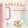 Picture of Letter Charm Accessories for Stanley Cup 1 PCS Cute Initial Keychain Handle Charm for Stanley Tumbler for Women Pink Letter P