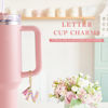 Picture of Letter Charm Accessories for Stanley Cup 1 PCS Cute Initial Keychain Handle Charm for Stanley Tumbler for Women Pink Letter N