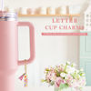 Picture of Letter Charm Accessories for Stanley Cup 1 PCS Cute Initial Keychain Handle Charm for Stanley Tumbler for Women Pink Letter I