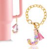 Picture of Letter Charm Accessories for Stanley Cup 1 PCS Cute Initial Keychain Handle Charm for Stanley Tumbler for Women Pink Letter J