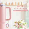 Picture of Letter Charm Accessories for Stanley Cup 1 PCS Cute Initial Keychain Handle Charm for Stanley Tumbler for Women Pink Letter J