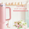 Picture of Letter Charm Accessories for Stanley Cup 1 PCS Cute Initial Keychain Handle Charm for Stanley Tumbler for Women Pink Letter L