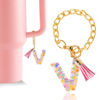 Picture of Letter Charm Accessories for Stanley Cup 1 PCS Cute Initial Keychain Handle Charm for Stanley Tumbler for Women Pink Letter V