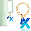 Picture of Letter Charm Accessories for Stanley Cup 1 PCS Cute Initial Keychain Handle Charm for Stanley Tumbler for Women Blue Letter X