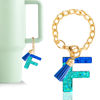 Picture of Letter Charm Accessories for Stanley Cup 1 PCS Cute Initial Keychain Handle Charm for Stanley Tumbler for Women Blue Letter F