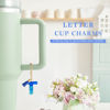 Picture of Letter Charm Accessories for Stanley Cup 1 PCS Cute Initial Keychain Handle Charm for Stanley Tumbler for Women Blue Letter T