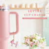 Picture of Letter Charm Accessories for Stanley Cup 1 PCS Cute Initial Keychain Handle Charm for Stanley Tumbler for Women Pink Letter H
