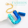 Picture of Letter Charm Accessories for Stanley Cup 1 PCS Cute Initial Keychain Handle Charm for Stanley Tumbler for Women Blue Letter U