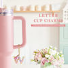 Picture of Letter Charm Accessories for Stanley Cup 1 PCS Cute Initial Keychain Handle Charm for Stanley Tumbler for Women Pink Letter W