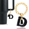 Picture of Letter Charm Accessories for Stanley Cup 1 PCS Cute Initial Keychain Handle Charm for Stanley Tumbler for Women Black Letter D