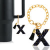Picture of Letter Charm Accessories for Stanley Cup 1 PCS Cute Initial Keychain Handle Charm for Stanley Tumbler for Women Black Letter X