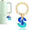 Picture of Letter Charm Accessories for Stanley Cup 1 PCS Cute Initial Keychain Handle Charm for Stanley Tumbler for Women Blue Letter S