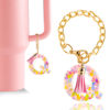 Picture of Letter Charm Accessories for Stanley Cup 1 PCS Cute Initial Keychain Handle Charm for Stanley Tumbler for Women Pink Letter Q