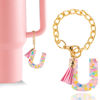 Picture of Letter Charm Accessories for Stanley Cup 1 PCS Cute Initial Keychain Handle Charm for Stanley Tumbler for Women Pink Letter U