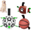 Picture of QDAN Dog Soccer Ball Football Basketball Set - 3 PCS Dog Balls with Strap for Tug of War, Soccer Ball Football Toys for Small Medium Large Dogs, Herding Ball for Dogs, Dog Birthday Toy