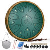 Picture of Steel Tongue Drum, 13 Inches 15 Notes Tongue Drum, Steel Drums for Adults, Steel Pan Drum Song Book, Hand Pan Drum Mallets, Handpan C Major, Green