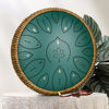 Picture of Steel Tongue Drum, 13 Inches 15 Notes Tongue Drum, Steel Drums for Adults, Steel Pan Drum Song Book, Hand Pan Drum Mallets, Handpan C Major, Green