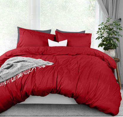 Picture of Utopia Bedding Duvet Cover Queen Size - 1 Duvet Cover with 2 Pillow Shams - 3 Piece Bedding Duvet Cover with Zipper Closure - Soft Brushed Microfiber, 90 X 90 Inches (Queen, Red)