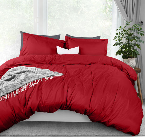 Picture of Utopia Bedding Duvet Cover Queen Size - 1 Duvet Cover with 2 Pillow Shams - 3 Piece Bedding Duvet Cover with Zipper Closure - Soft Brushed Microfiber, 90 X 90 Inches (Queen, Red)