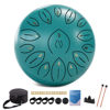 Picture of Steel Tongue Drum 12 Inch 15 Notes, Steel Drums Instruments for Kids Adults, Hand Pan Drum with Music Book, Drum Mallets and Carry Bag, Handpan C Major, Malachite Green