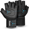 Picture of ihuan Ventilated Weight Lifting Gym Workout Gloves with Wrist Wrap Support for Men & Women, Full Palm Protection, for Weightlifting, Training, Fitness, Hanging, Pull ups