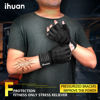 Picture of ihuan Ventilated Weight Lifting Gym Workout Gloves with Wrist Wrap Support for Men & Women, Full Palm Protection, for Weightlifting, Training, Fitness, Hanging, Pull ups