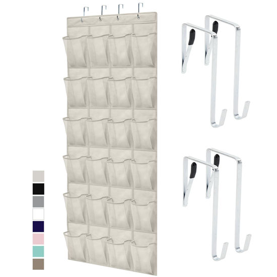 Picture of Gorilla Grip Over the Door Shoe Organizer, 24 Large Breathable Mesh Pockets, Space Saving Hanging Storage Holder, Closet Rack Hanger Holds Up to 40 lbs, Hangs on Closets for Shoes, Accessories, Linen
