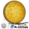 Picture of Steel Tongue Drum, 13 Inches 15 Notes Tongue Drum, Steel Drums for Adults, Steel Pan Drum Song Book, Hand Pan Drum Mallets, Handpan C Major, Yellow