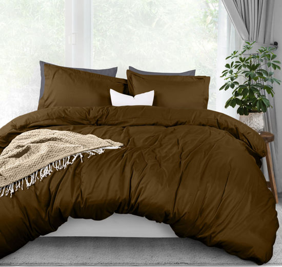 Picture of Utopia Bedding Duvet Cover Queen Size - 1 Duvet Cover with 2 Pillow Shams - 3 Piece Bedding Duvet Cover with Zipper Closure - Soft Brushed Microfiber, 90 X 90 Inches (Queen, Mocha)