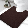 Picture of Smiry Luxury Chenille Toilet Rugs U-Shaped 24x20, Soft Absorbent Non-Slip Contour Bathroom Rugs for Toilet, Machine Washable Contoured Bath Mats, Brown