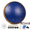 Picture of Steel Tongue Drum - 14 Inches 15 Notes Tongue Drum - Hand Pan Drum with Music Book, Handpan Drum Mallets and Carry Bag, C Major (Deep Blue)