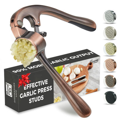 Picture of Premium Garlic Press, Professional Garlic Mincer, Easy to Squeeze and Clean, Rust Proof & Dishwasher Safe, Efficient Ginger Crusher - Antique Copper