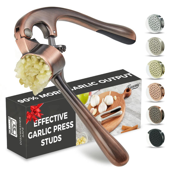Picture of Premium Garlic Press, Professional Garlic Mincer, Easy to Squeeze and Clean, Rust Proof & Dishwasher Safe, Efficient Ginger Crusher - Antique Copper