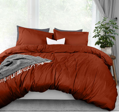 Picture of Utopia Bedding Duvet Cover Queen Size - 1 Duvet Cover with 2 Pillow Shams - 3 Piece Bedding Duvet Cover with Zipper Closure - Soft Brushed Microfiber, 90 X 90 Inches (Queen, Orange)