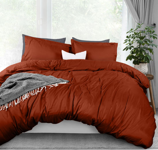 Picture of Utopia Bedding Duvet Cover Queen Size - 1 Duvet Cover with 2 Pillow Shams - 3 Piece Bedding Duvet Cover with Zipper Closure - Soft Brushed Microfiber, 90 X 90 Inches (Queen, Orange)