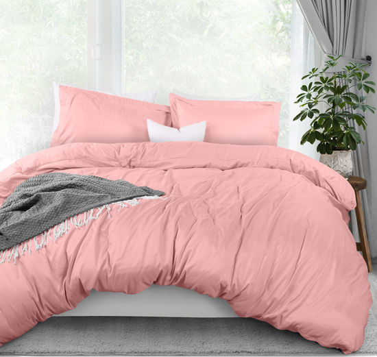 Picture of Utopia Bedding Duvet Cover Queen Size - 1 Duvet Cover with 2 Pillow Shams - 3 Pieces Bedding Duvet Cover with Zipper Closure - Soft Brushed Microfiber, 90 X 90 Inches (Queen, Pink)