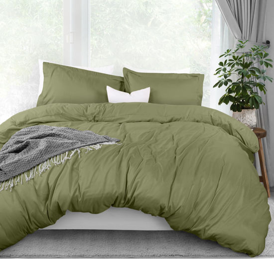 Picture of Utopia Bedding Duvet Cover Queen Size - 1 Duvet Cover with 2 Pillow Shams - 3 Pieces Bedding Duvet Cover with Zipper Closure - Soft Brushed Microfiber, 90 X 90 Inches (Queen, Olive)