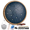 Picture of Steel Tongue Drum, 13 Inches 15 Notes Tongue Drum, Steel Drums for Adults, Steel Pan Drum Song Book, Hand Pan Drum Mallets, Handpan C Major, Navy Blue