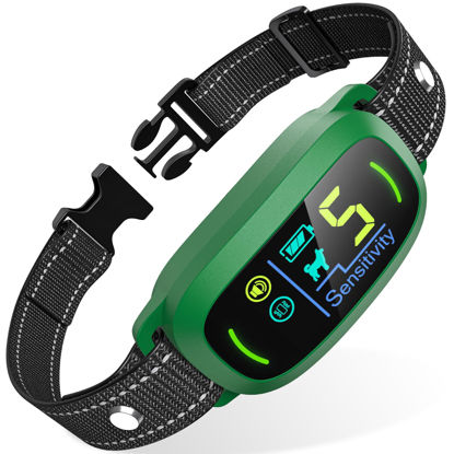 Picture of FAFAFROG Bark Collar, Rechargeable Dog Bark Collar with 5 Adjustable Sensitivity and Intensity Beep Vibration, Anti Barking Collar for Small Medium Large Breed Dogs (Green)