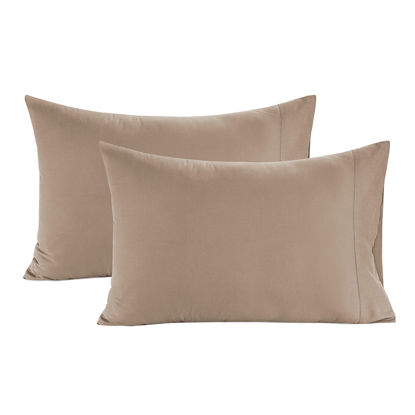 Picture of LANE LINEN Pillow Case Covers King Set of 2 100% Egyptian Cotton Sateen Soft Cool & Smooth 1000 Thread Count Cases - Taupe