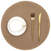 Picture of SHACOS Round Placemats Set of 4 Woven Braided Kitchen Table Placemats 15 inch Round Place Mats Washable Table Mats Indoor Outdoor, Brown