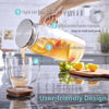 Picture of 2 Pack 2 Liter 68 oz 2.1 Qt Glass Pitcher with Lid and Spout, Bivvclaz Water Pitcher for Fridge, Glass Carafe for Hot/Cold Water, Large Iced Tea Pitcher for Coffee, Juice and Homemade Beverage