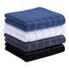 Picture of Homaxy 100% Cotton Terry Kitchen Towels(Multiple Color, 13 x 28 inches), Checkered Designed, Soft and Super Absorbent Dish Towels, 4 Pack
