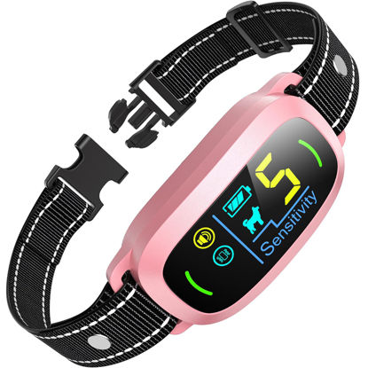 Picture of FAFAFROG Dog Bark Collar, Rechargeable Smart Collar, Anti Barking Training Collar with 5 Adjustable Sensitivity Beep Vibration, Bark Collar for Large Medium Small Dogs (Pink)